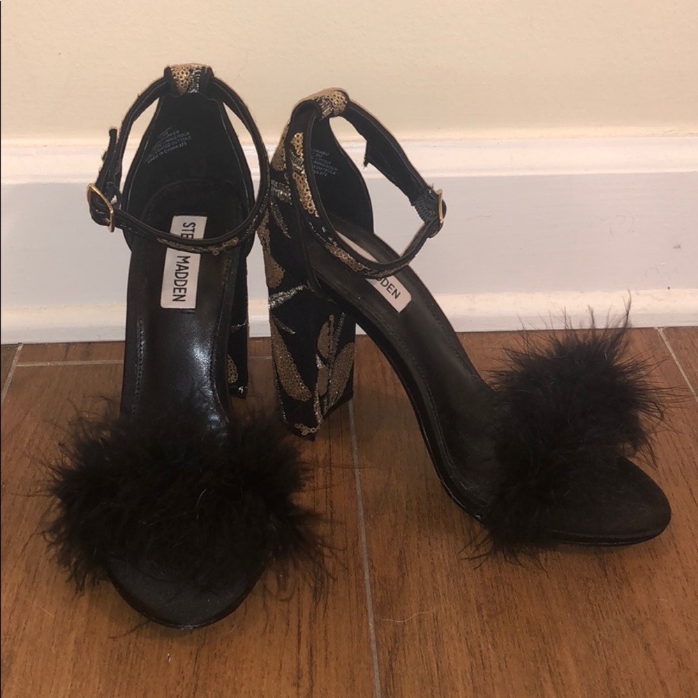 Steve Madden furry beaded heels. Size 7.5